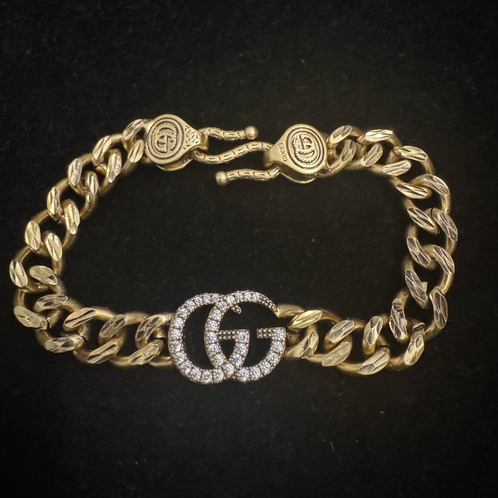 Gucci Gold Bracelet with Crystal GG Logo